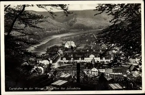 Ak Bad Karlshafen, Blick von der Juliushöhe