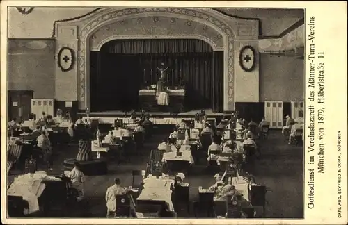 Ak München, Gottesdienst im Vereinslazarett d. Männer Turnvereins