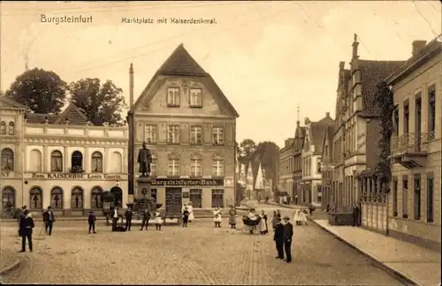 Ak Burgsteinfurt Steinfurt im Münsterland, Marktplatz mit Kaiserdenkmal