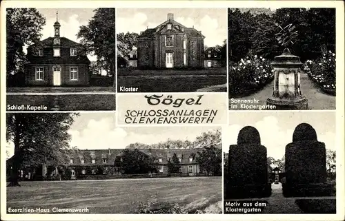 Ak Sögel im Emsland, Schloss Clemenswerth, Sonnenuhr, Kapelle