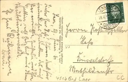 Ak Bad Laer am Teutoburger Wald, Badehaus