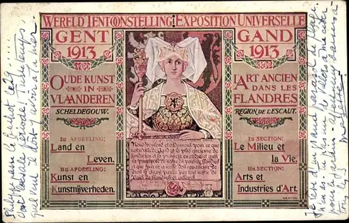 Ak Gent Gent Ostflandern, Weltausstellung 1913, Antike Kunst in Flandern