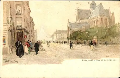Künstler Litho Cassiers, Bruxelles Brüssel, Rue de la Regence