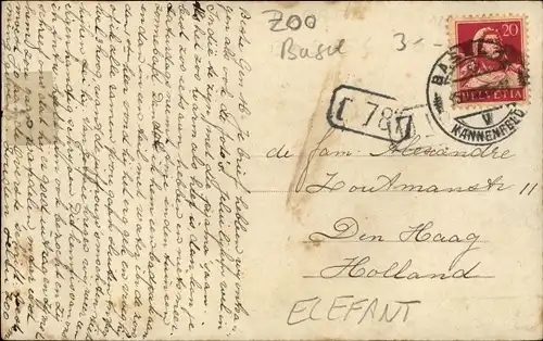 Foto Ak Basel Bâle Stadt Schweiz, Elefant, Menschengruppe