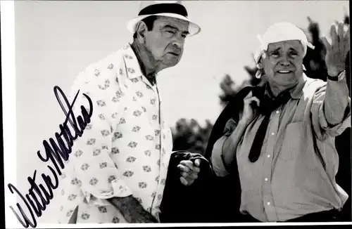 Foto Schauspieler Walter Matthau, Autogramm, Jack Lemmon
