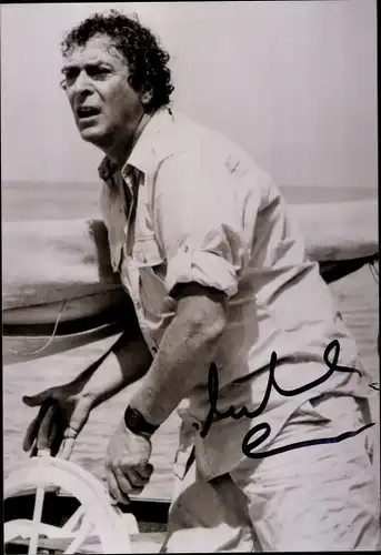 Foto Schauspieler Michael Caine, Portrait, Autogramm