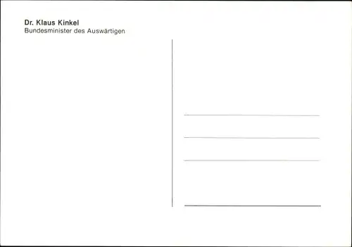 Ak Politiker Klaus Kinkel, Porträt, Autogramm