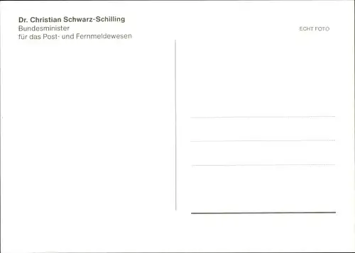 Ak Politiker Christian Schwarz-Schilling, Portrait, Autogramm