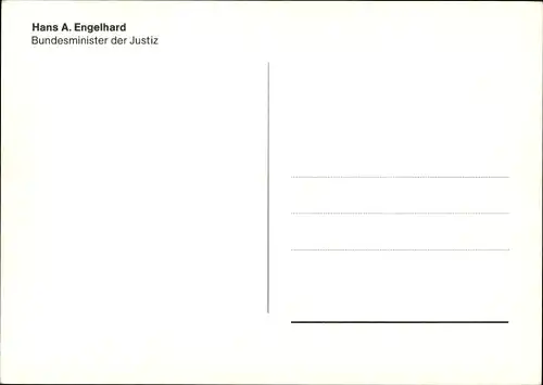 Ak Politiker Hans A. Engelhard, Portrait, Autogramm