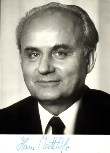 Ak Politiker Hans Matthöfer, Portrait, Autogramm