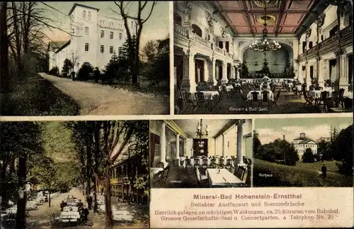Ak Hohenstein Ernstthal in Sachsen, Mineralbad, Konzertsaal, Kurhaus