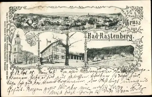 Ak Rastenberg in Thüringen, Kurhaus-Hotel, Marienkirche, Mühltal, Totalansicht