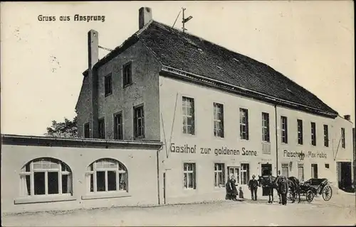 Ak Ansprung Marienberg im Erzgebirge, Gasthof zur goldenen Sonne, Fleischerei