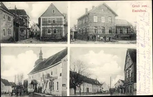 Ak Eßleben Teutleben, Straßenpartie, Glockenturm, Fachwerkhaus, Fassade