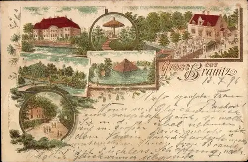 Litho Branitz Cottbus in der Niederlausitz, Schloss, Gastwirtschaft, Pyramide