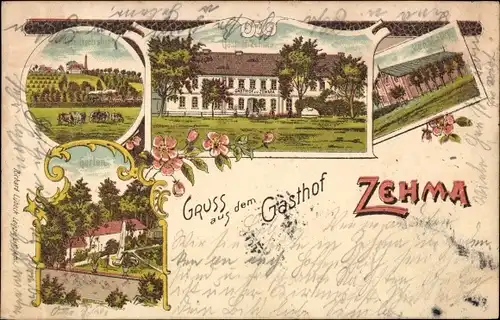 Litho Zehma Nobitz Altenburger Land, Gasthof, Friedrichslust, Garten