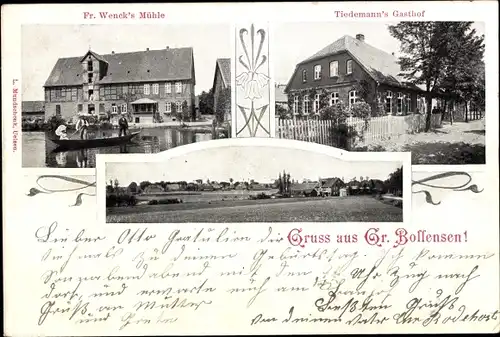 Ak Groß Bollensen Wieren Wrestedt Niedersachsen, Fr. Wenck's Mühle Tiedemann's Gasthof, Panorama