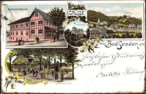 Litho Bad Sooden Allendorf in Hessen, Restaurant Klepsch, Gartenrestaurant, Westerburg