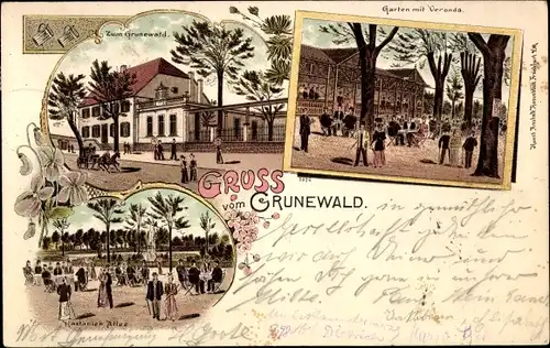 Litho Duisburg im Ruhrgebiet, Gasthaus Zum Grunewald, Garten, Kastanienallee