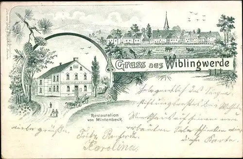 Litho Wiblingwerde im Sauerland, Gesamtansicht, Restauration von Mintenbeck