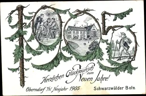 Ak Oberndorf am Neckar im Schwarzwald, Fröhliches Neujahr, Jahreszahl 1905, Schwarzwälder Bote