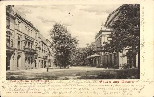 Ak Hansestadt Bremen, Hotel Siebenburg, Stadttheater