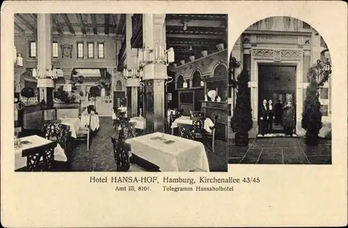 Ak Hamburg Mitte St. Georg, Hotel Hansa-Hof, Kirchenallee, Innenansicht