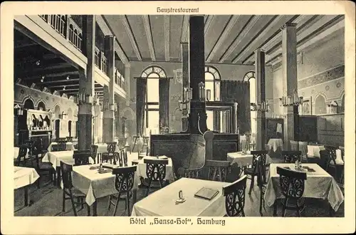 Ak Hamburg Mitte St. Georg, Hotel Hansa-Hof, Kirchenallee, Innenansicht