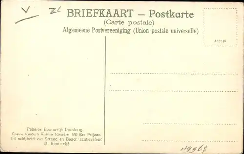 Ak Domburg Veere Zeeland Niederlande, Pension Bommelje