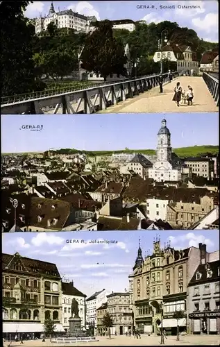 Ak Gera Thüringen, Schloss Osterstein, Ortsansicht, Johannisplatz