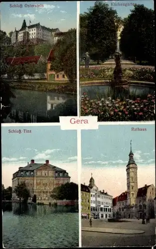 Ak Gera in Thüringen, Schloss Osterstein, Küchengarten, Schloss Tinz, Rathaus