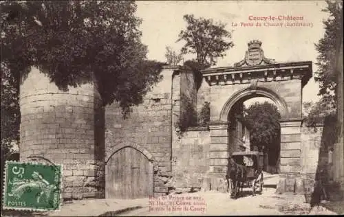 Ak Coucy le Château Aisne, La Porte de Chauny
