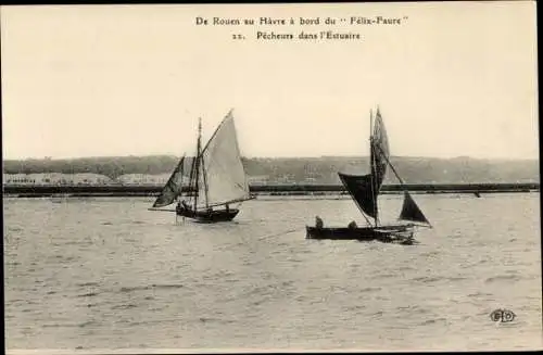 Ak Rouen Seine-Maritime, Fischer in der Flussmündung