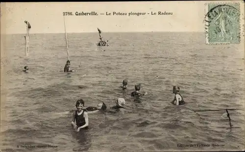 Ak Quiberville Seine-Maritime, Le Poteau plongeur, Le Radeau