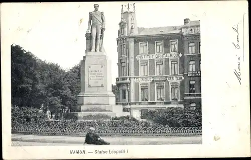 Ak Namur Wallonien, Statue Leopold I