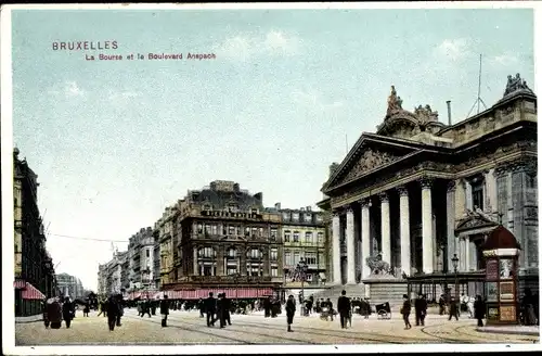 Ak Bruxelles Brüssel, La Bourse, Boulevard Anspach