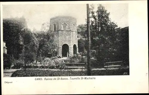 Ak Gand Gent Ostflandern, Ruines de St-Bavon, Tourelle St-Machaire