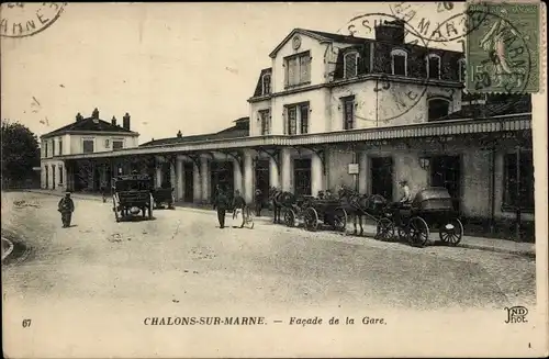 Ak Châlons-sur-Marne, Fassade des Bahnhofs