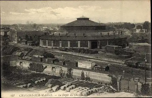 Ak Châlons-sur-Marne, Das Eisenbahndepot