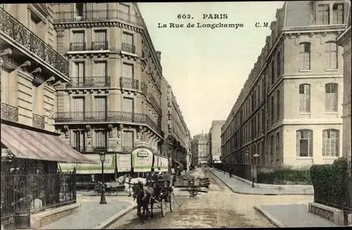Ak Paris XVI Passy, Rue de Longchamps