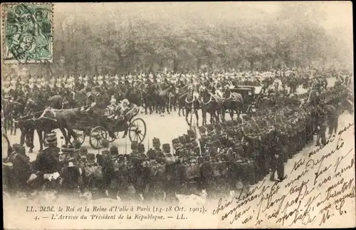 Ak Paris XVI Passy, König und Königin von Italien 1903, Präsident der Republik