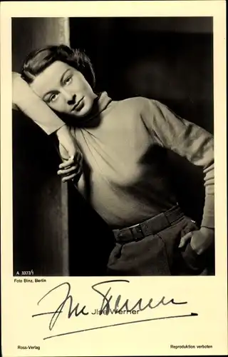 Ak Schauspielerin Ilse Werner, Portrait, Ross 3377/1, Autogramm