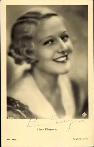 Ak Schauspielerin Lien Deyers, Portrait, Autogramm