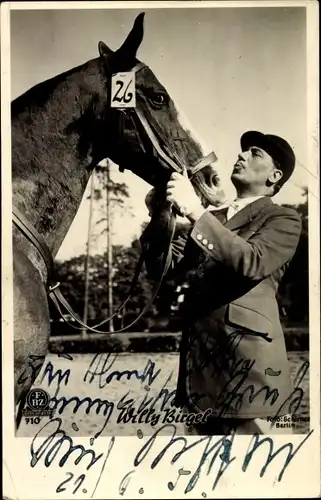 Ak Schauspieler Willy Birgel, Portrait, Pferd, FBZ Verlag, Autogramm