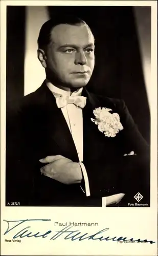 Ak Schauspieler Paul Hartmann, Portrait, Autogramm