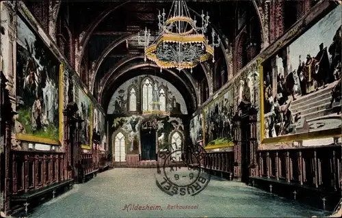 Ak Hildesheim in Niedersachsen, Rathaus Saal