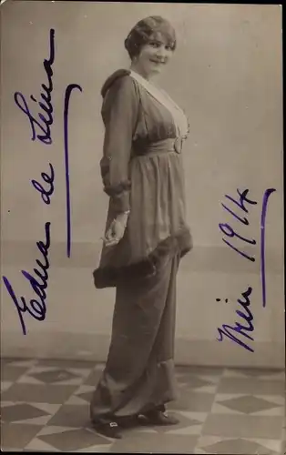 Ak Schauspielerin Edna de Leina, Portrait, Autogramm