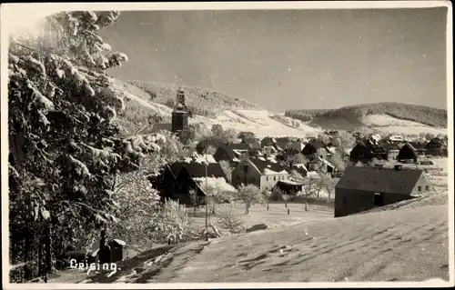 Ak Geising Altenberg im Erzgebirge, Panorama, Winteransicht, Kirchturm
