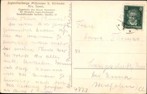 Ak Körbecke Möhnesee, Jugendherberge