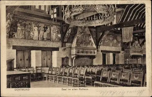 Ak Dortmund im Ruhrgebiet, altes Rathaus, Saal